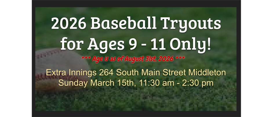 Tryouts for ages 9-11 March 15th!